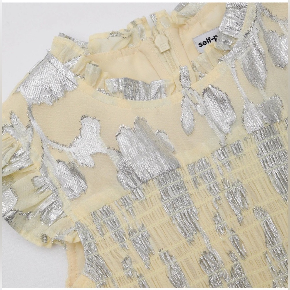 Girl’s Self-Portrait Metallic Jacquard Tiered Dress - size 7/8 - Picture 2 of 13